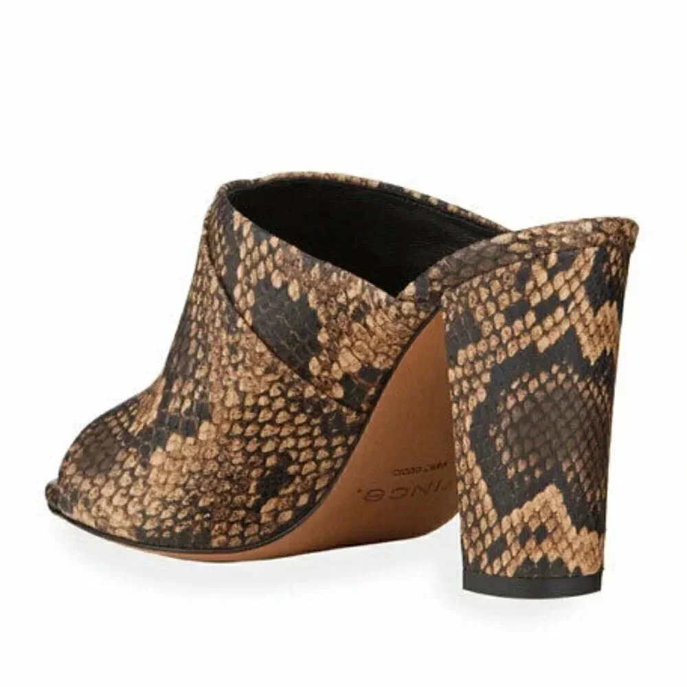 Vince Size 9 Snake Print Leather Heath Cross Strap Block Heel Mule in Senegal - Picture 4 of 6